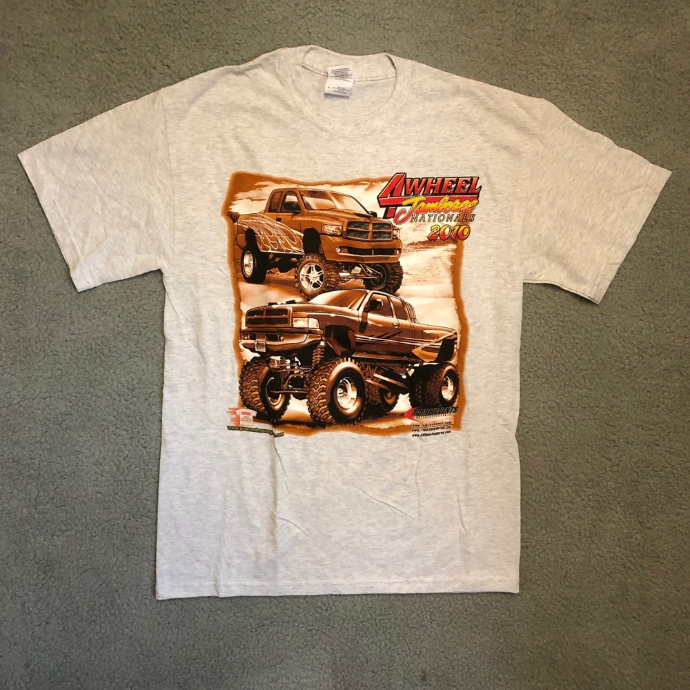 Vtg 2010 4-Wheel Jamboree Nationals Monster Truck Tour T-Shirt Mens Medium Grey